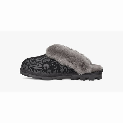 Chinelos UGG Coquette Sparkle Graffiti Mulher Pretas | PT-KIDHN